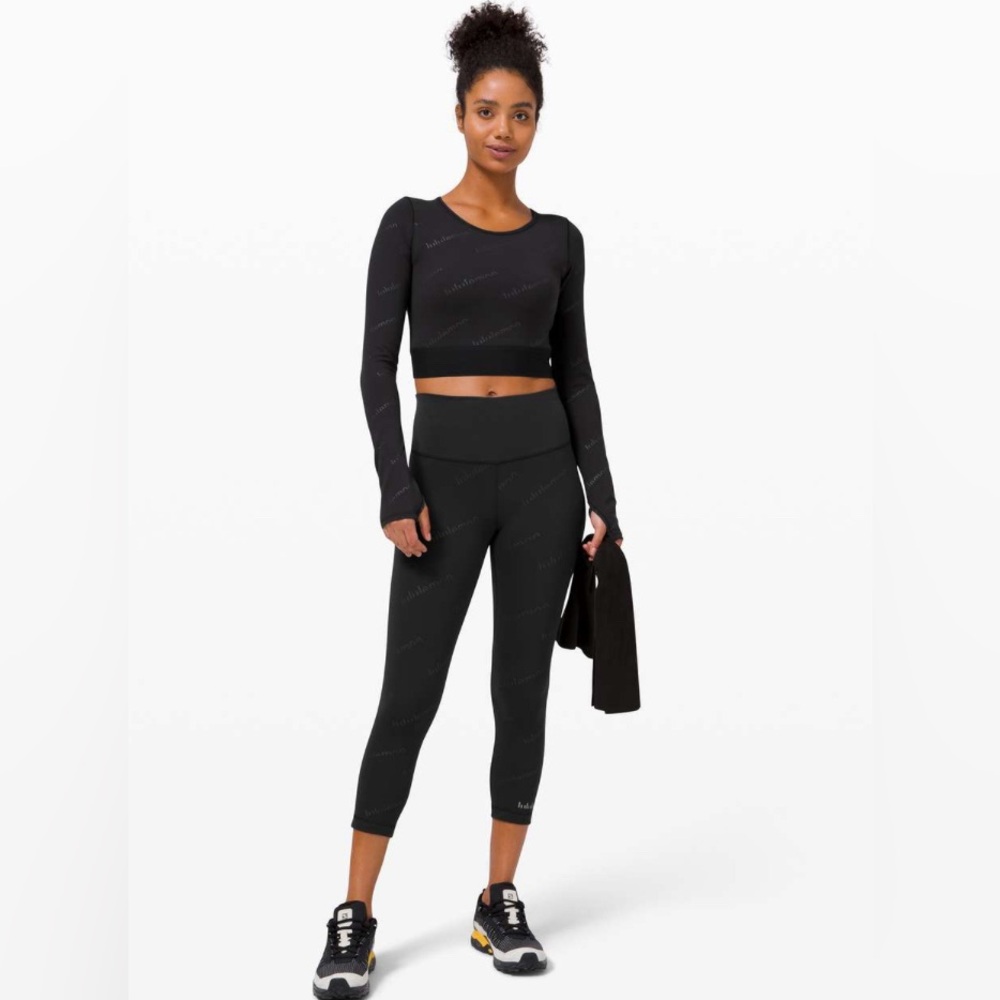 Rare Lululemon Wunder Train Crop Long Sleeve *Special Edition emboss gold logo - Picture 6 of 14